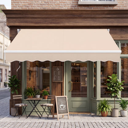 3 x 2.5 M Patio Retractable Awning with Manual Crank Handle and Adjustable Protection Shelter-Beige