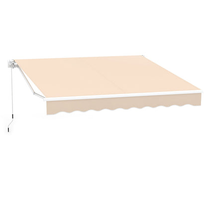 3 x 2.5 M Patio Retractable Awning with Manual Crank Handle and Adjustable Protection Shelter-Beige