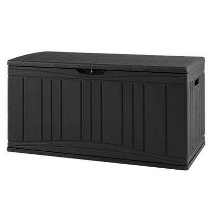 300 L Patio HDPE Storage Container with Gas Struts and Lockable Lid-Black