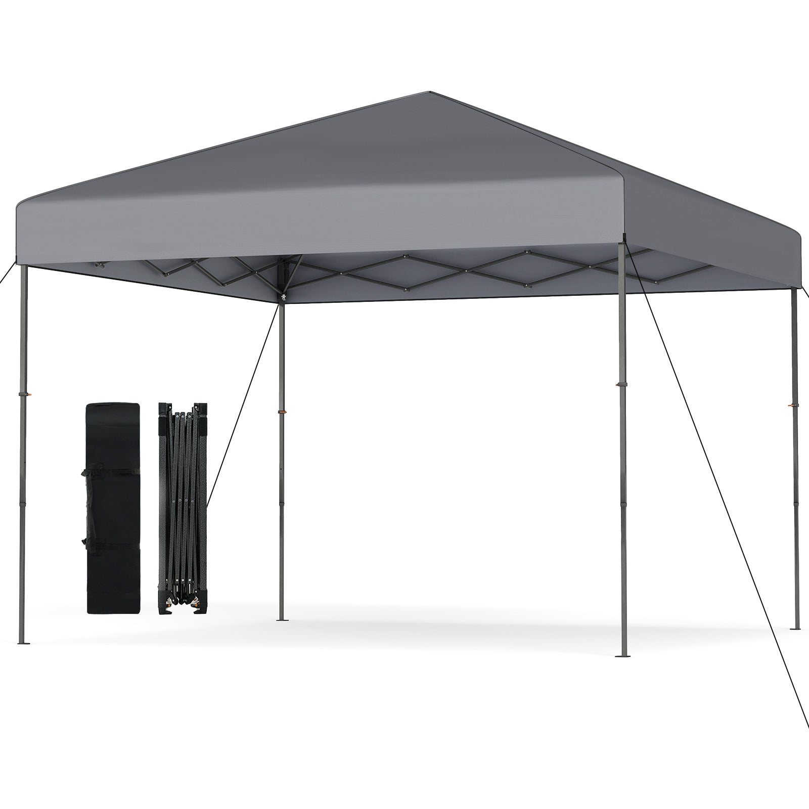 300 x 295 cm Pop up Canopy Tent with Portable Carrying Bag and Wind Ropes-Grey