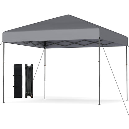 300 x 295 cm Pop up Canopy Tent with Portable Carrying Bag and Wind Ropes-Grey