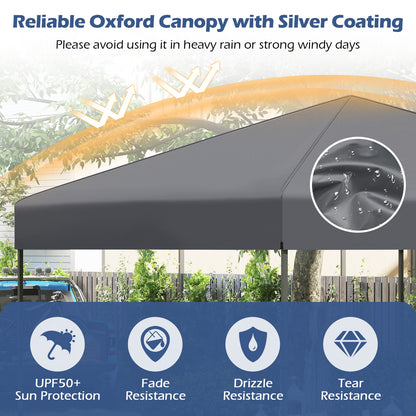 300 x 295 cm Pop up Canopy Tent with Portable Carrying Bag and Wind Ropes-Grey
