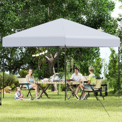 300 x 295 cm Pop up Canopy Tent with Portable Carrying Bag and Wind Ropes-White