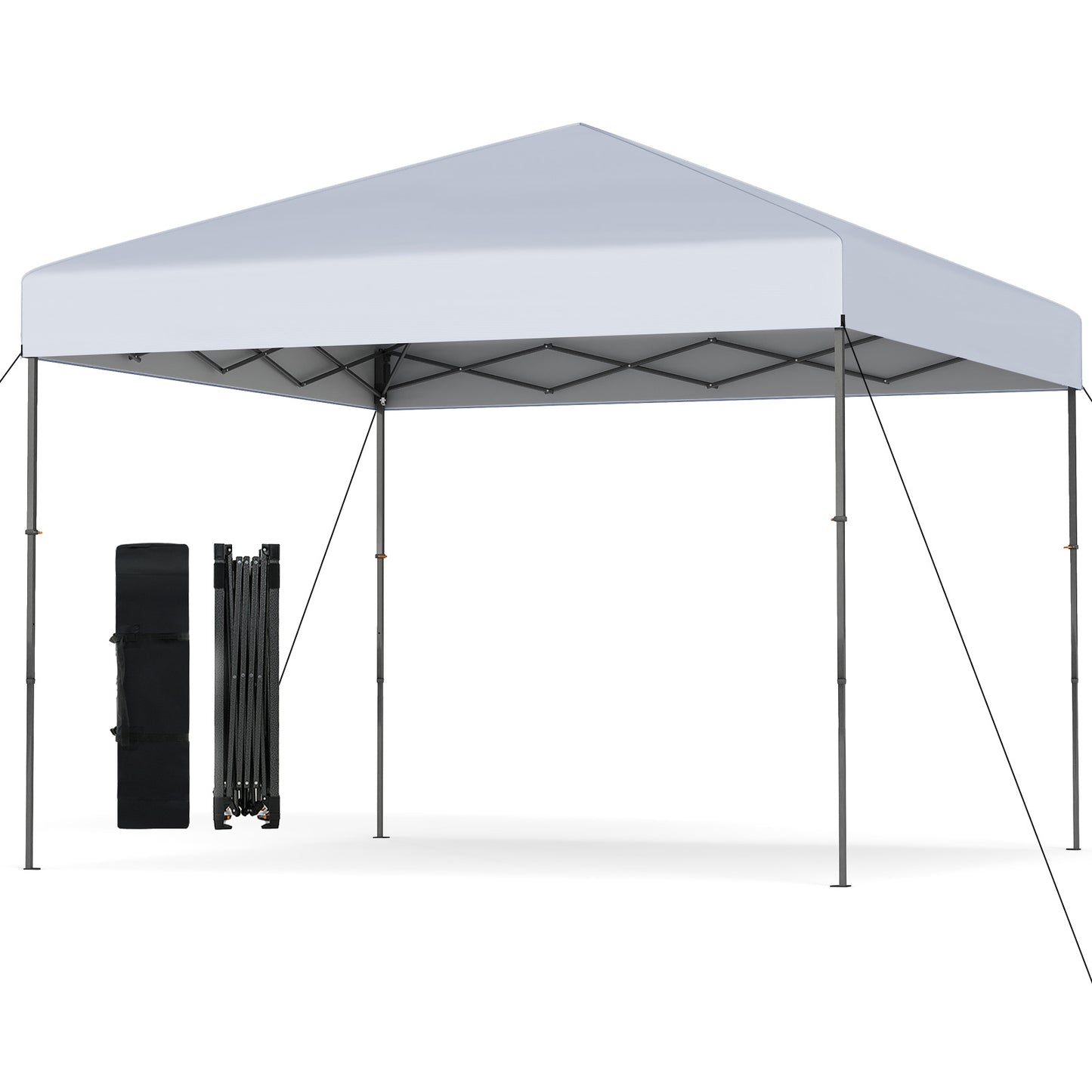 300 x 295 cm Pop up Canopy Tent with Portable Carrying Bag and Wind Ropes-White