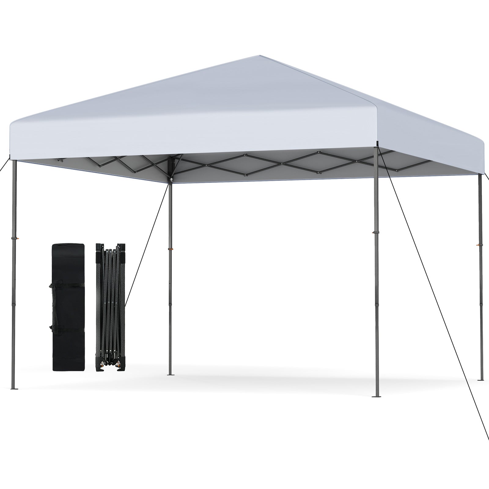 300 x 295 cm Pop up Canopy Tent with Portable Carrying Bag and Wind Ropes-White