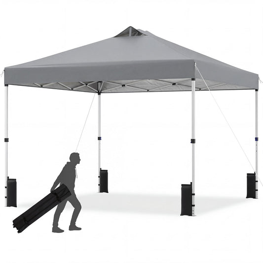 300 x 300 cm Pop up Canopy Tent 1 Person Easy Setup Gazebo Shelter with 1 Button Push-Grey