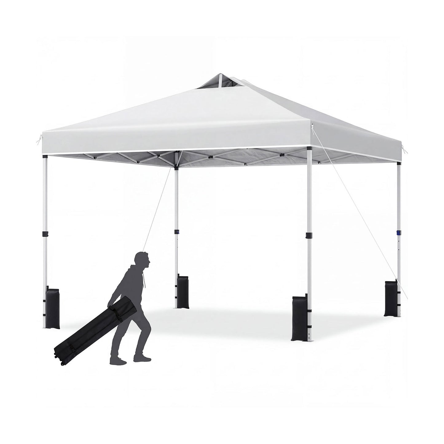 300 x 300 cm Pop up Canopy Tent 1 Person Easy Setup Gazebo Shelter with 1 Button Push-White