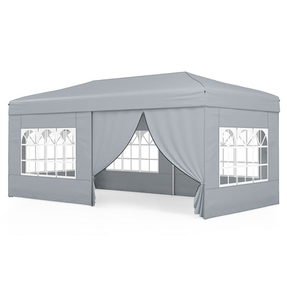 300 x 600 cm Pop up Canopy Tent with 6 Sidewalls and Wheeled Bag-Grey