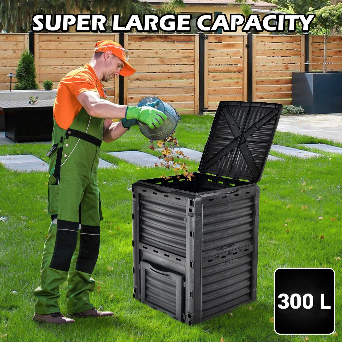 300 Litre Garden Compost Bin-Black