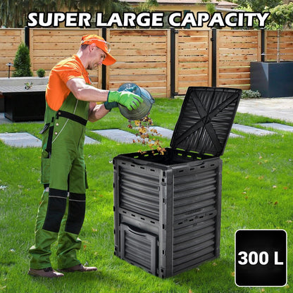 300 Litre Garden Compost Bin-Black