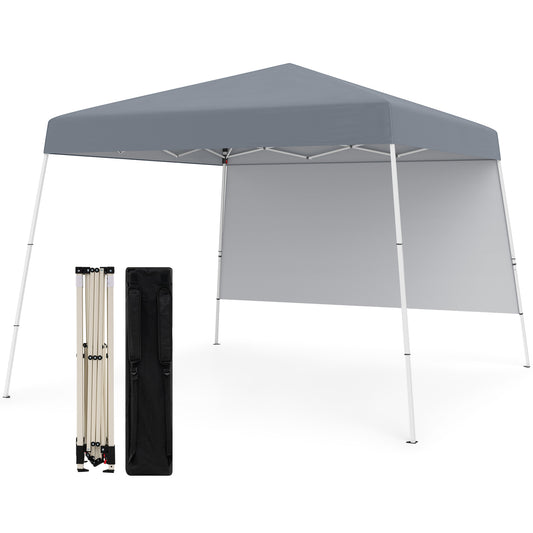 300 x 300 cm Pop up Canopy Tent with 1 Sidewall and Portable Backpack-Grey