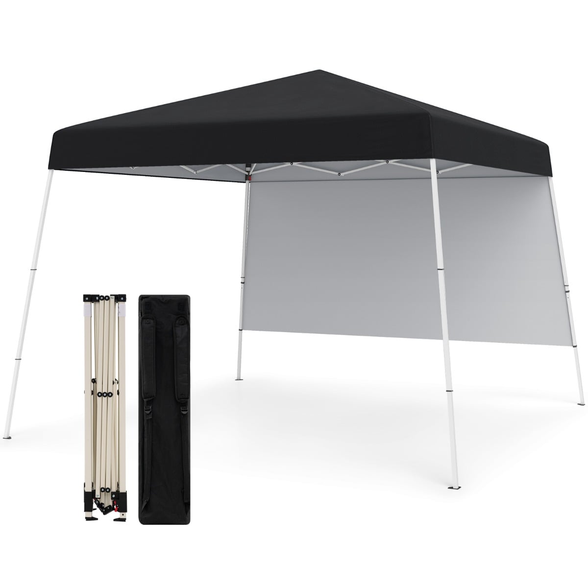 300 x 300 cm Pop up Canopy Tent with 1 Sidewall and Portable Backpack-Black