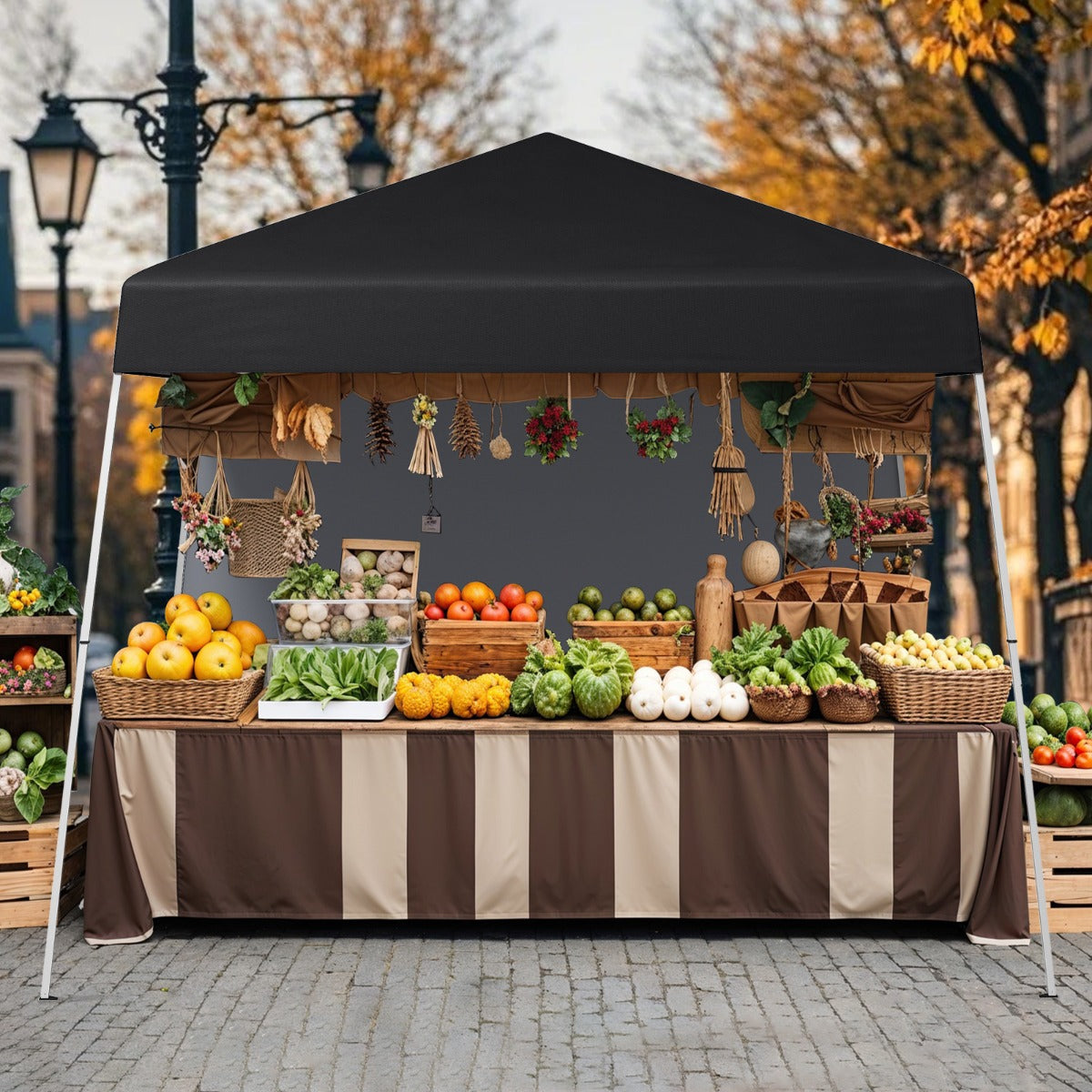 300 x 300 cm Pop up Canopy Tent with 1 Sidewall and Portable Backpack-Black