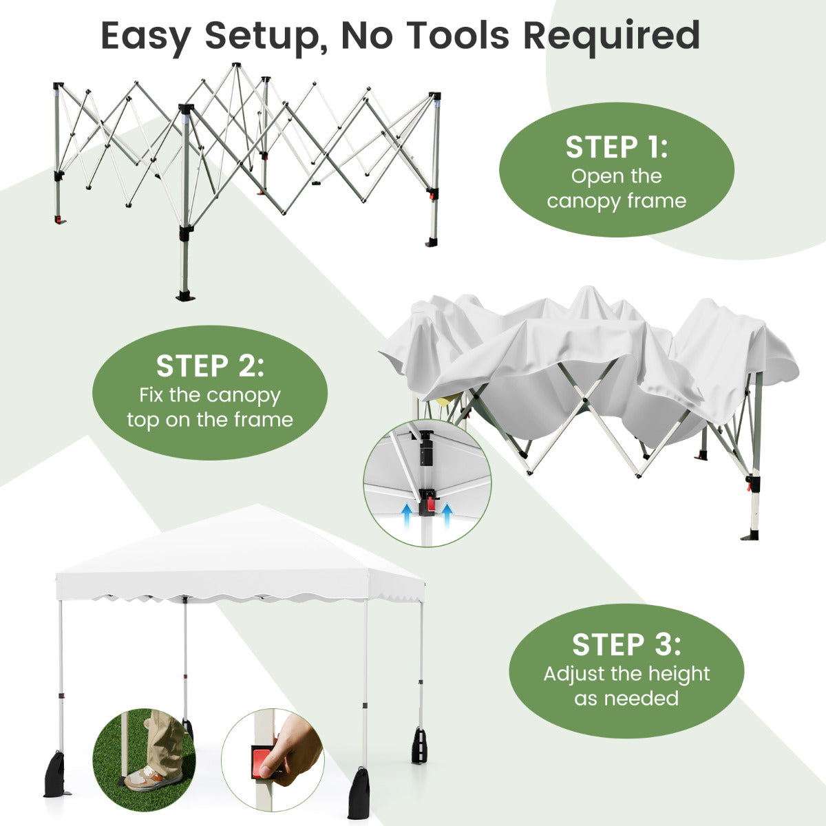 300 x 300 cm Pop up Canopy Tent with Wheeled Bag-White