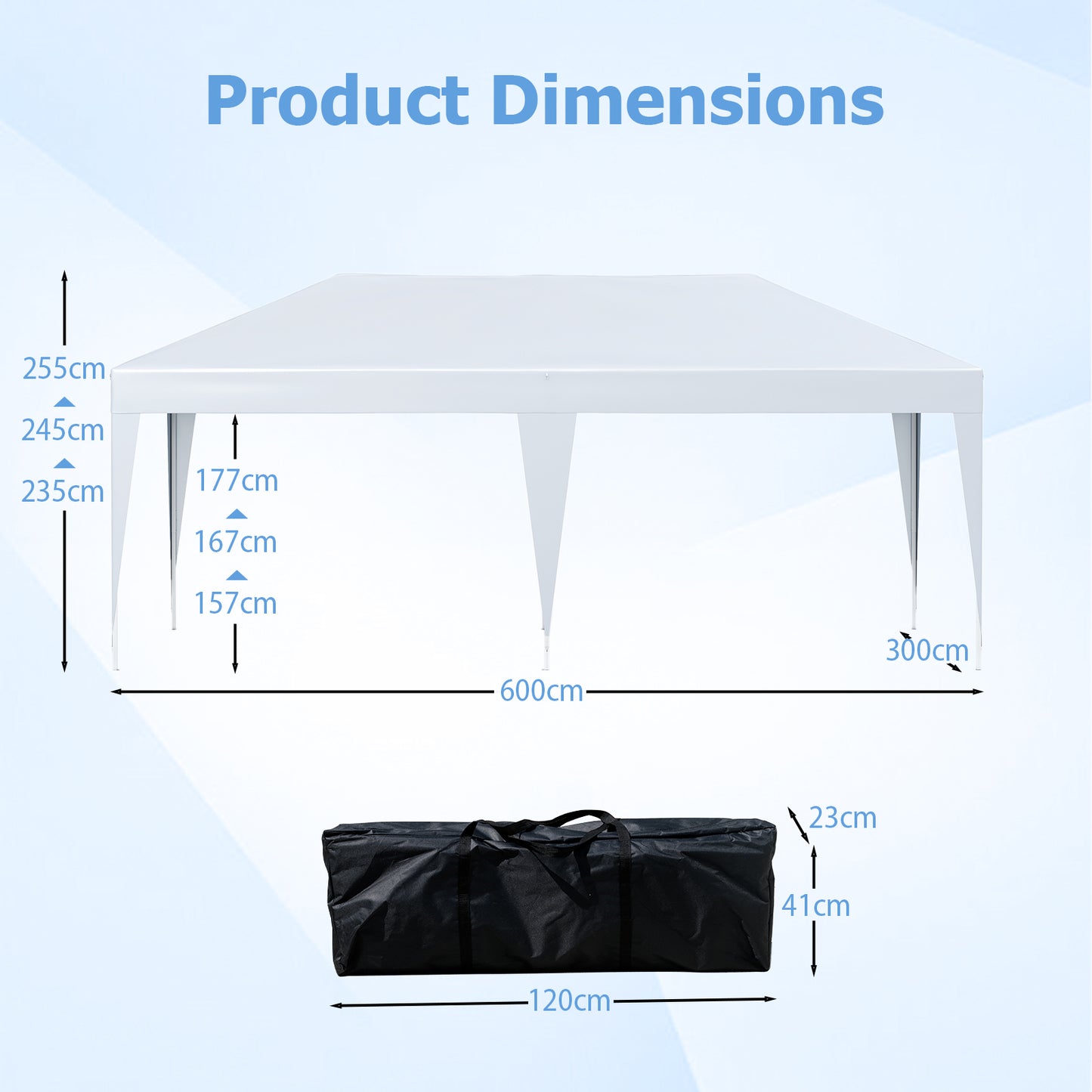 300 x 600 cm Portable Pop up Canopy Tent with Carry Bag-White