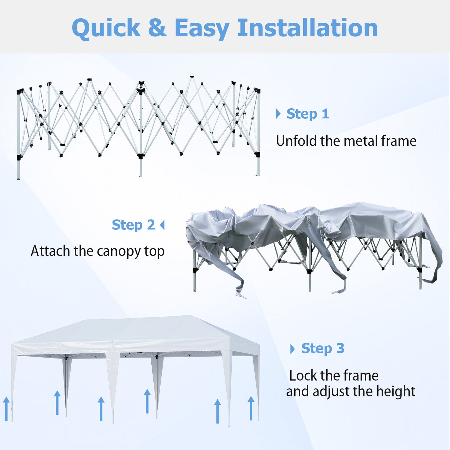 300 x 600 cm Portable Pop up Canopy Tent with Carry Bag-White