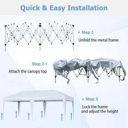 300 x 600 cm Portable Pop up Canopy Tent with Carry Bag-White