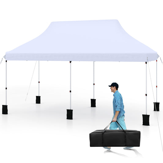 300 x 600 cm Pop up Canopy Tent with Carry Bag and 6 Sandbags-White