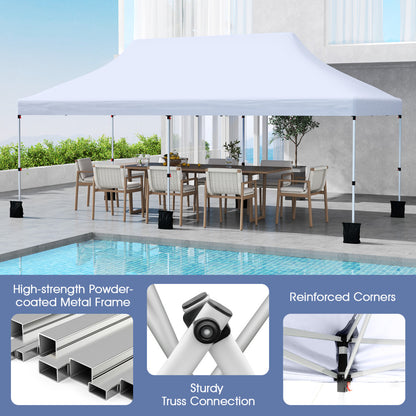 300 x 600 cm Pop up Canopy Tent with Carry Bag and 6 Sandbags-White