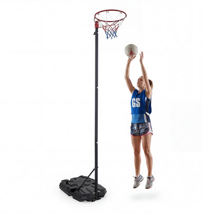 305 cm Portable Netball Post with Fillable Base and 10-Level Adjustable Height