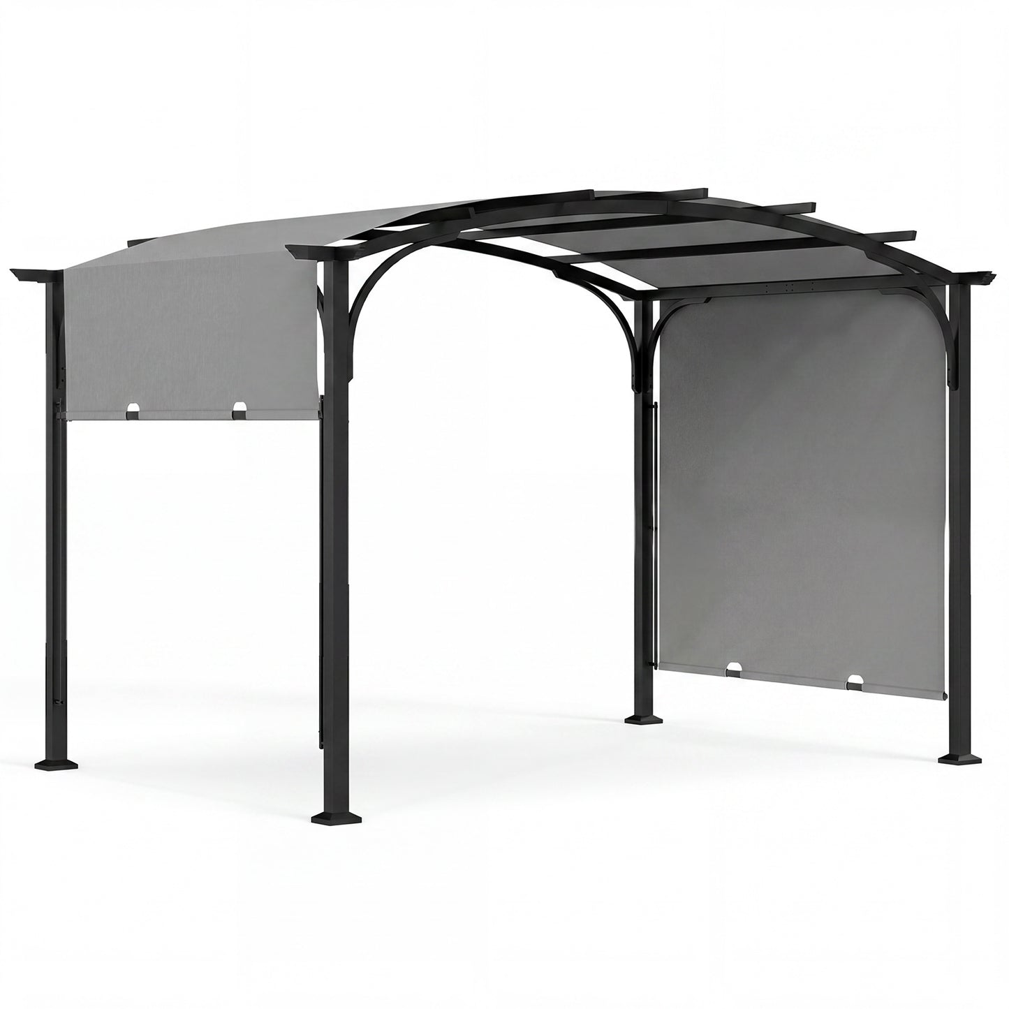 305 x 242 cm Outdoor Retractable Pergola with  Metal Frame and Polyester Fabric-Grey