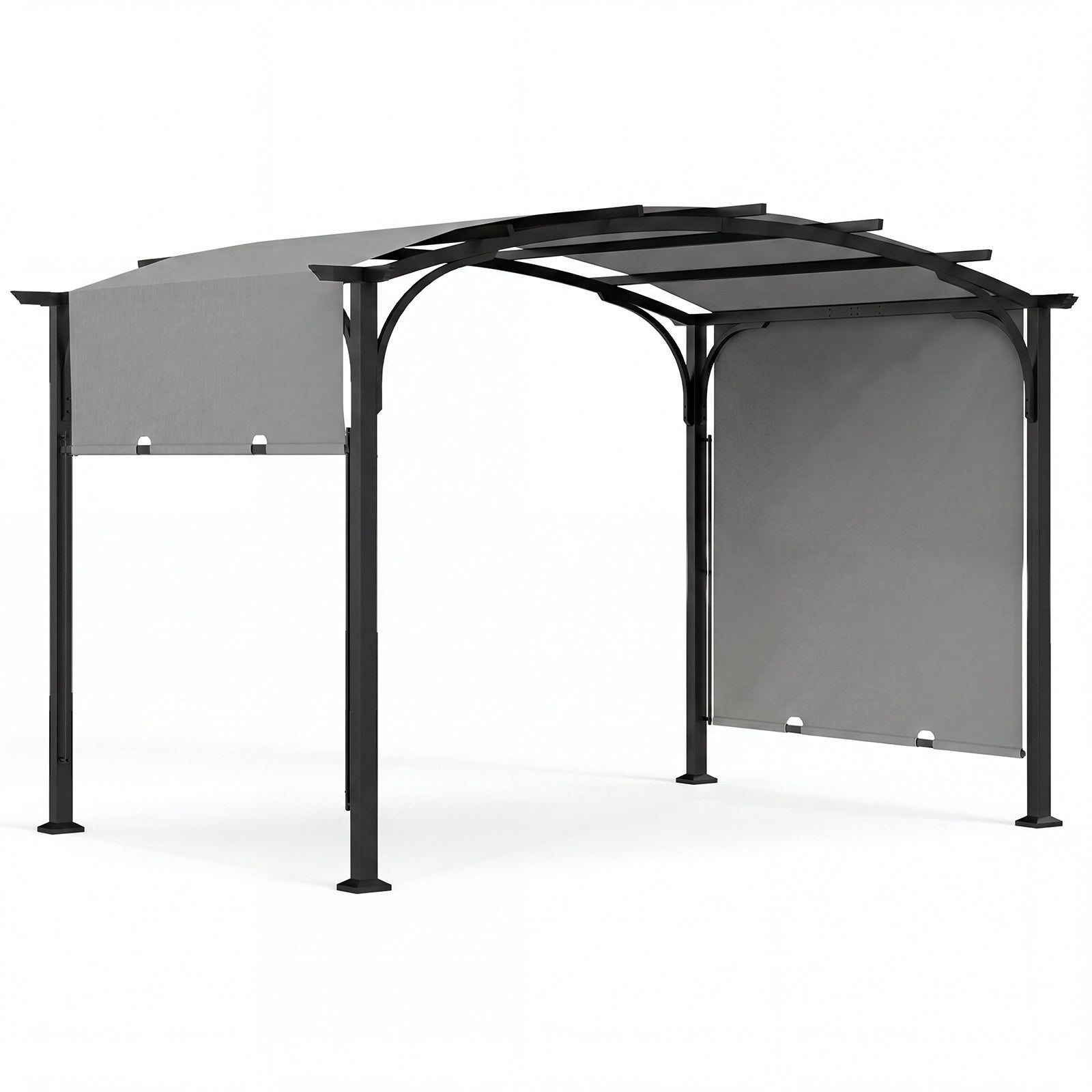 305 x 242 cm Outdoor Retractable Pergola with  Metal Frame and Polyester Fabric-Grey