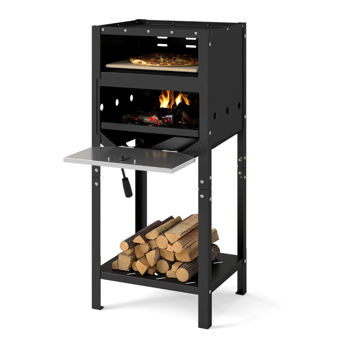 30 cm Outdoor Pizza Oven Pizza Peel and Oxford Cloth Cover-Black