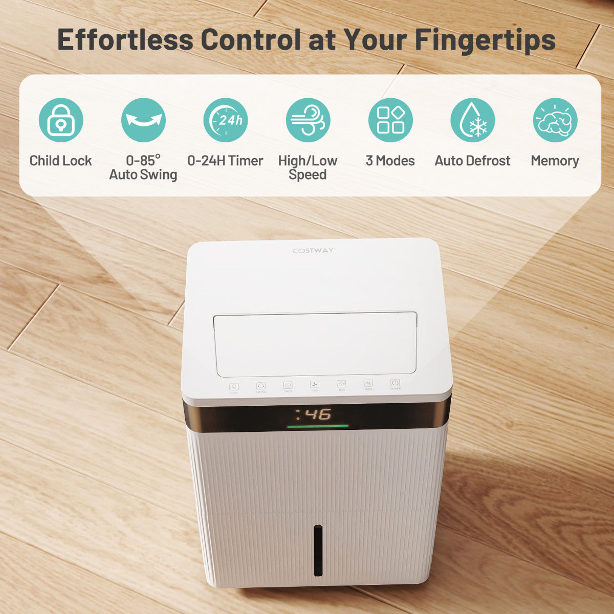 30L Dehumidifier with 3 Modes and 3-Color Lights-White