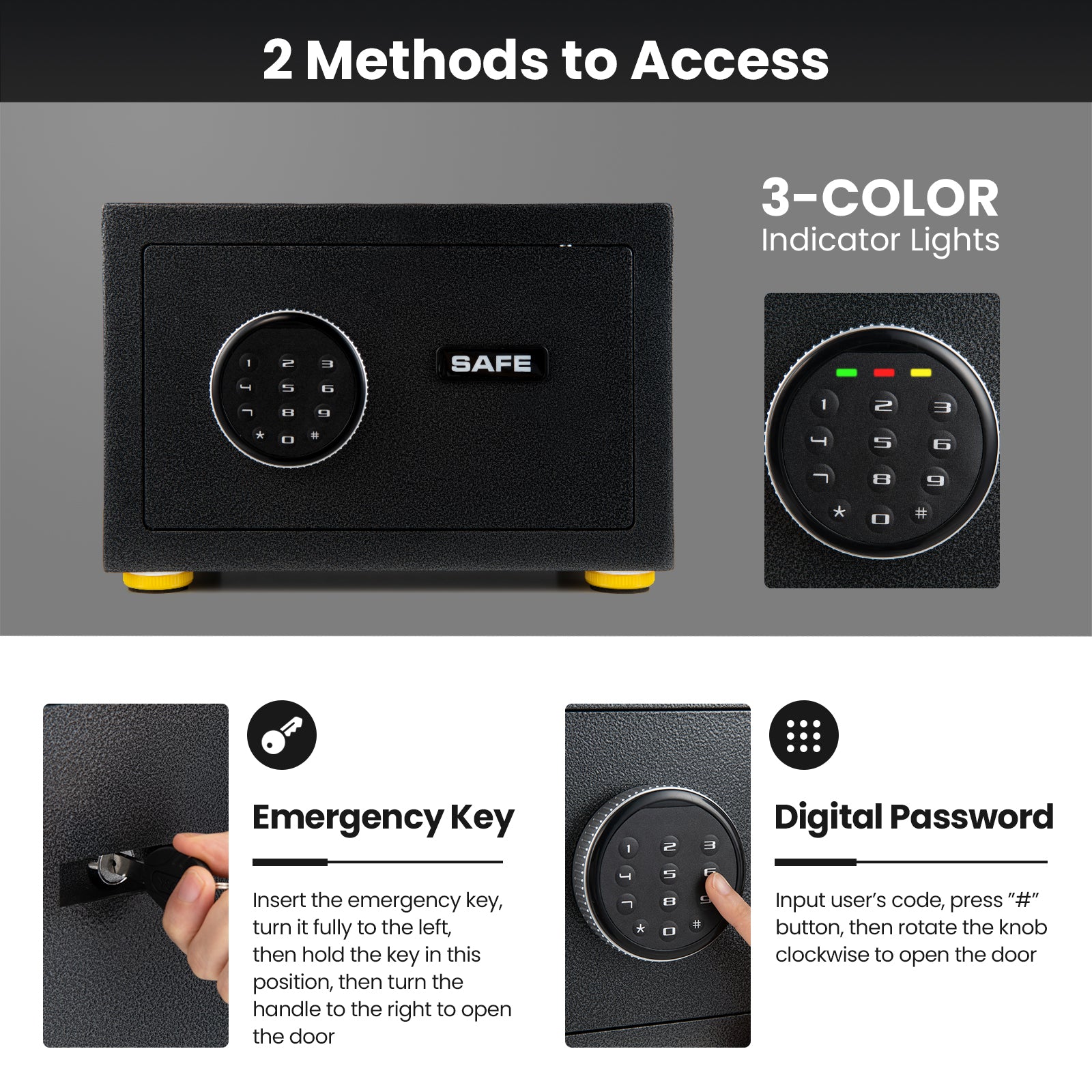 31 CM Solid Steel Safe Box with Drop Slot Digital Keypad 2 Emergency Keys
