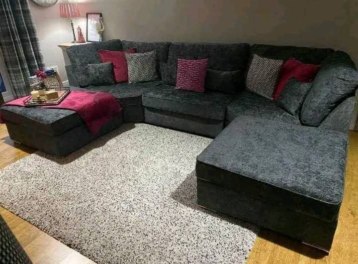 Bishop Luxe Chenille U-Shape High Back Corner Sofa