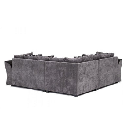 Sparrow Chenille Fabric Corner Sofa Set - Black & Grey / Brown & Beige