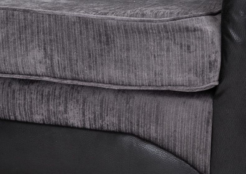 Sparrow Chenille Fabric Corner Sofa Set - Black & Grey / Brown & Beige