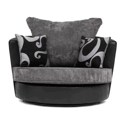 Sparrow Chenille Fabric Corner Sofa Set - Black & Grey / Brown & Beige