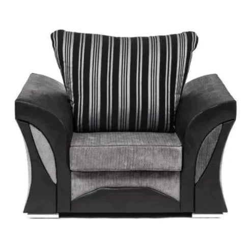 Sparrow Chenille Fabric Corner Sofa Set - Black & Grey / Brown & Beige