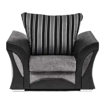 Sparrow Chenille Fabric Corner Sofa Set - Black & Grey / Brown & Beige