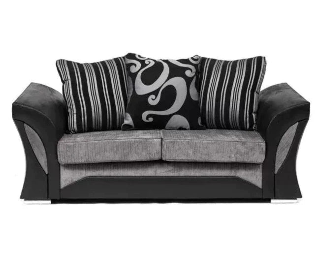 Sparrow Chenille Fabric 3+2 Seater Sofa Set - Black & Grey / Brown & Beige