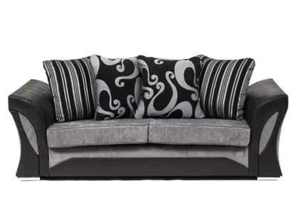 Sparrow Chenille Fabric 3+2 Seater Sofa Set - Black & Grey / Brown & Beige