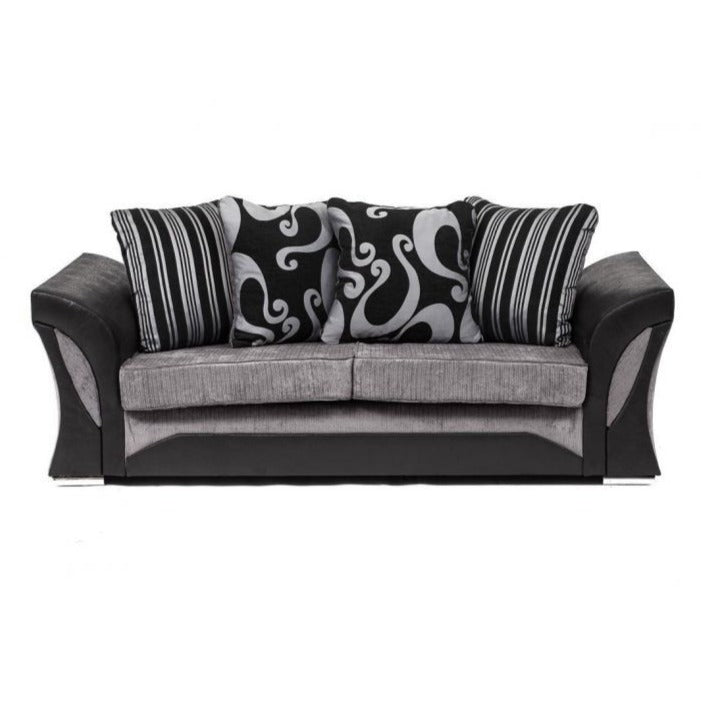 Sparrow Chenille Fabric Corner Sofa Set - Black & Grey / Brown & Beige