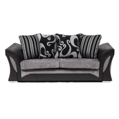 Sparrow Chenille Fabric Corner Sofa Set - Black & Grey / Brown & Beige