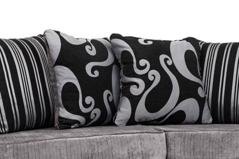 Sparrow Chenille Fabric Corner Sofa Set - Black & Grey / Brown & Beige