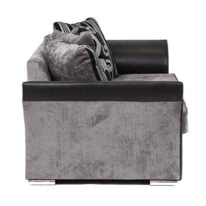 Sparrow Chenille Fabric Corner Sofa Set - Black & Grey / Brown & Beige