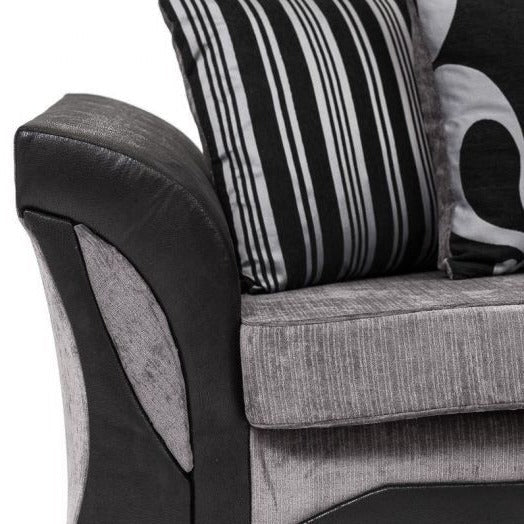 Sparrow Chenille Fabric Corner Sofa Set - Black & Grey / Brown & Beige