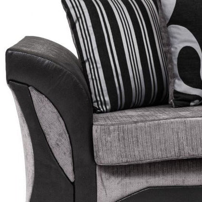 Sparrow Chenille Fabric Corner Sofa Set - Black & Grey / Brown & Beige