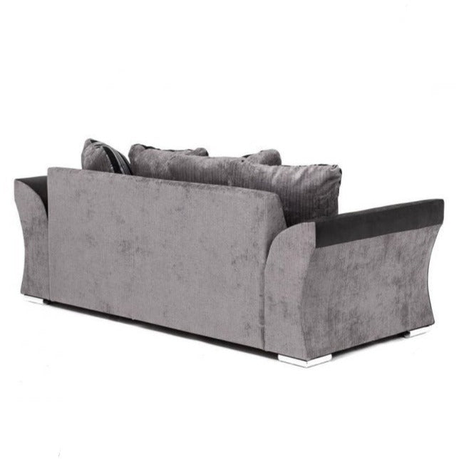 Sparrow Chenille Fabric Corner Sofa Set - Black & Grey / Brown & Beige