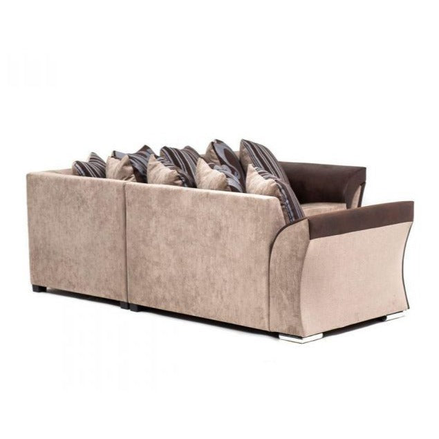 Sparrow Chenille Fabric Corner Sofa Set - Black & Grey / Brown & Beige