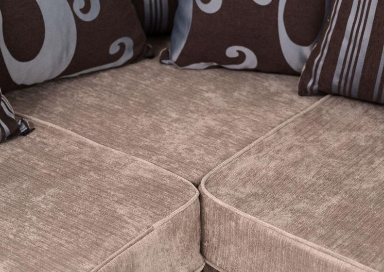 Sparrow Chenille Fabric Corner Sofa Set - Black & Grey / Brown & Beige