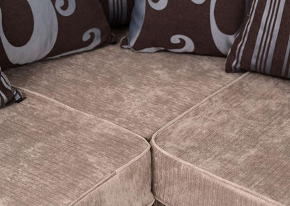 Sparrow Chenille Fabric Corner Sofa Set - Black & Grey / Brown & Beige
