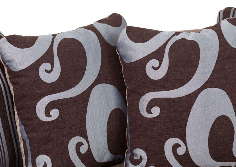 Sparrow Chenille Fabric Corner Sofa Set - Black & Grey / Brown & Beige