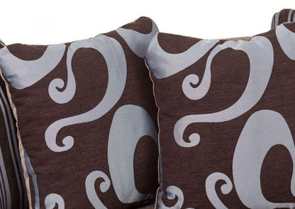 Sparrow Chenille Fabric Corner Sofa Set - Black & Grey / Brown & Beige