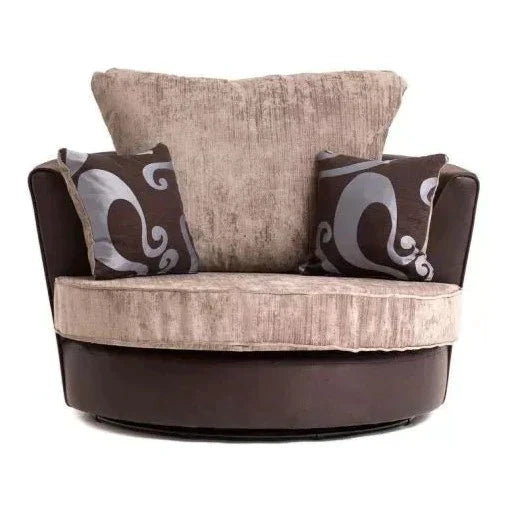 Sparrow Chenille Fabric Corner Sofa Set - Black & Grey / Brown & Beige